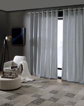 Cortina Rústica Fenícia 3,00x2,30m Efeito Linho Cinza - Bella Janel