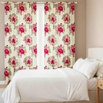 Cortina rustica Floral Varão Simples 2,60x2,60m