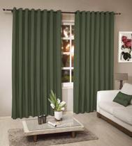 Cortina Rustica Para Janela 300 x 250 Verde Musgo Admirare