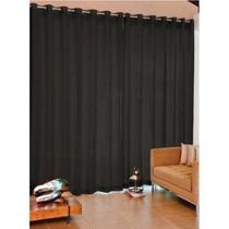 Cortina Rústica Para Sala/Quarto 3,00x2,50 Preta Admirare