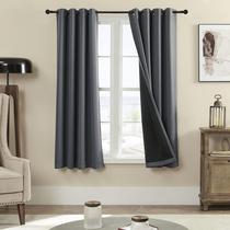Cortina Rutterllow 100% Blackout Cinza Escuro 132x160cm 2 painéis