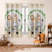 Cortina Safari Baby 2,00X 1,50 para Quarto Infantil, Criança, Bebe, Janela, Decoração.