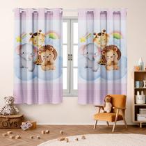 Cortina Safari Baby 2,00X 1,50 para Quarto Infantil, Criança, Bebe, Janela, Decoração.
