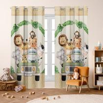 Cortina Safari Baby 3,00X 2,20 p/ Quarto Infantil Criança Bebe, Janela, Decoração.