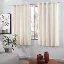 Cortina Sala 220 X 180 Cm Florença Rústica Cru Ilhoses Cor Creme