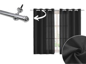 Cortina Sala 3m Com Varão 2m Incluso Kit Completo Tecido Rústico