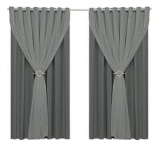 Cortina sala blackout tecido e voil ilhós cromado 4,00X2,70