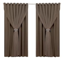 Cortina sala blackout tecido e voil ilhós cromado 7,00X2,40