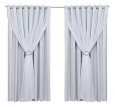 Cortina sala blackout tecido e voil ilhós cromado 7,00X2,40