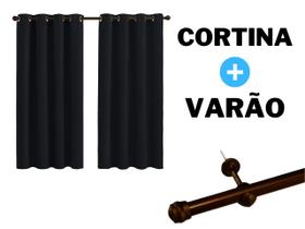 Cortina Sala Com Varao Incluso 19mm Kit Completo - Casa Armazém
