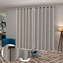 Cortina Sala e Quarto Tecido Jacquard Linho 3,00 m x 2,50 m Folhas - Chique Decor