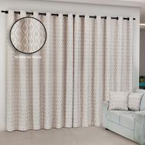 Cortina Sala e Quarto Tecido Jacquard Linho 3,00 m x 2,50 m Nude
