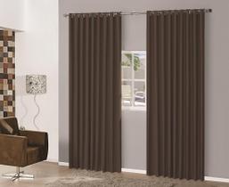 Cortina Sala Em Tecido Semi Blackout Marrom 3,00X2,50