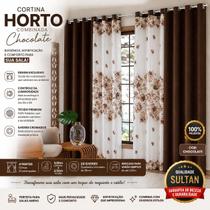 Cortina Sala Horto Combinada Chocolate 3,00x2,50m Sultan 4 Partes com 24 Ilhoses Cortina Sala Horto Combinada Chocolate 3,00x2,50m Sultan 4 Partes com 24 Ilhoses