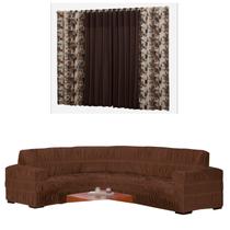 Cortina Sala Ou Quarto Estampada Rústica 2 Metros + Capa Sofá De Canto 6 Lugares Marrom Cortina Sala Ou Quarto Estampada Rústica 2 Metros + Capa Sofá De Canto 6 Lugares Marrom