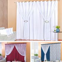 cortina sala percianas branco c/ renda +4 capas d almofadas +presilhas cromadas