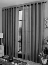 Cortina sala quarto 3,00 x 2,70 com ilhós - tecido cinza - vizu decor