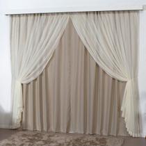 Cortina Sala Quarto Blackout Voal Trilho Suisso 2M Avelã