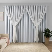 Cortina Sala Quarto Blecaute 2,80m x 2,60m Alt. Linho Bordado, Forro em PVC Blackout Corta Luz com Abraçadeiras Inovi