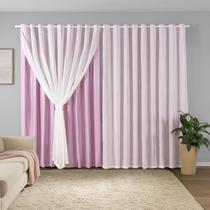 Cortina Sala Quarto Blecaute 2,80m x 2,60m Alt. Linho Bordado, Forro em PVC Blackout Corta Luz com Abraçadeiras Inovi