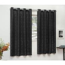 cortina sala quarto semi blackout jacquard preto 2,00x1,80