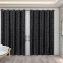 cortina sala quarto semi blackout jacquard preto 6,00x2,80