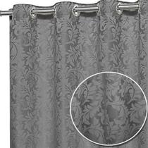 cortina sala quarto semi blackout tecido jacquard cinza 2,00x1,70