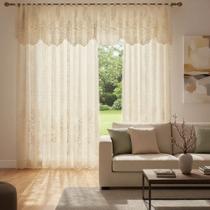 Cortina Sala Roseiral Renda 3,00 larg x 1,80 alt Marfim