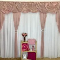 Cortina Sedução Varão Em Malha 4,00MX2,60M Sala Quarto Rosê Cortina Sedução Varão Em Malha 4,00MX2,60M Sala Quarto Rosê