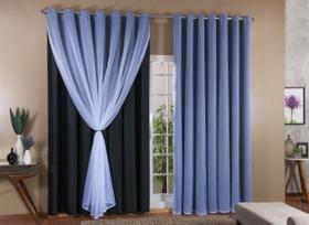 Cortina semi-blackout com voil 6,00x2,70 preto Cortina semi-blackout com voil 6,00x2,70 preto