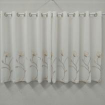Cortina Sofisticada De Voal Bordada Com Forro Leve Microfibra Janela Cozinha 3,00x1,15 Luxo