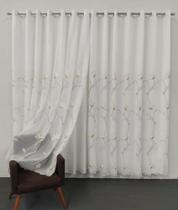 Cortina Sofisticada De Voal Bordado Com Forro Barra Bordada 4,00x2,60