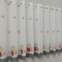 Cortina Sofisticada Para Cozinha Voil Bordado Com Forro 2,50x1,20 Cortina Sofisticada Para Cozinha Voil Bordado Com Forro 2,50x1,20