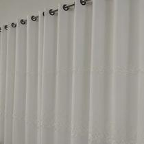 Cortina Sofisticada Voal Bordado Com Forro Leve Microfibra P/Varão 3,00X2,80