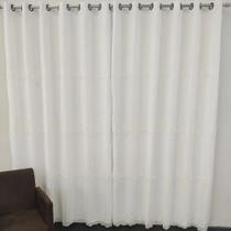 Cortina Sofisticada Voil Bordado Com Forro Microfibra P/Varão 3,00X2,30 Cortina Sofisticada Voil Bordado Com Forro Microfibra P/Varão 3,00X2,30