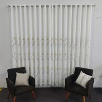 Cortina Sofisticada Voil Bordado Floral Flores Forrada 6,00x2,60 Luxo