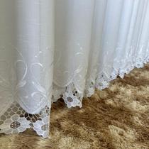 Cortina Sofisticada Voil Linho Bordado Gripir Com Forro Microfibra Forrada 3,00x2,30