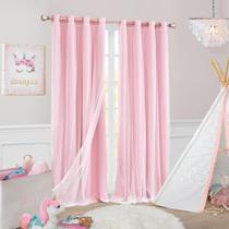 Cortina SOFJAGETQ 244 cm, rosa, blackout, camada dupla, 2 unidades Cortina SOFJAGETQ 244 cm, rosa, blackout, camada dupla, 2 unidades