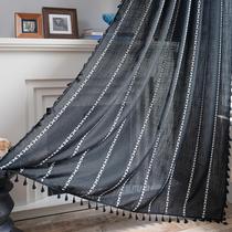 Cortina Sutuo Home Black Boho Linen 132x260 cm Borlas