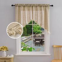 Cortina Swag texturizada de linho Valance Beda Home Tassel, cinza Cortina Swag texturizada de linho Valance Beda Home Tassel, cinza