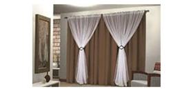 Cortina Tabaco em Poliéster Tecido Rústico e Detalhe Voil 3,00m x 2,40m ( 43710 ) Cortina Tabaco em Poliéster Tecido Rústico e Detalhe Voil 3,00m x 2,40m ( 43710 )