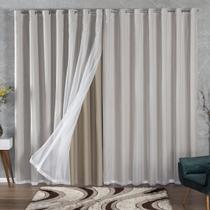 Cortina Tecido Blackout Com Voil Sala Quarto 3,00x2,80