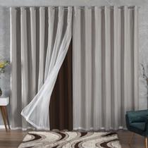Cortina Tecido Blackout Com Voil Sala Quarto 4,00x2,80