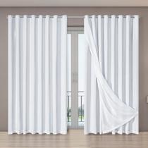 Cortina Tecido Blecaute com Voil Gaze de Linho 2,70m x 2,30m 100% Poliéster - Branco Cortina Tecido Blecaute com Voil Gaze de Linho 2,70m x 2,30m 100% Poliéster - Branco