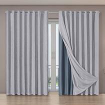 Cortina Tecido Blecaute com Voil Gaze de Linho 4,00m x 2,70m 100% Poliéster - Cinza