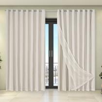 Cortina Tecido Blecaute com Voil Liso 4,00 m x 2,70 m 100% Poliéster - Bege