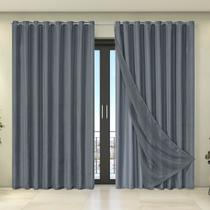 Cortina Tecido Blecaute com Voil Liso 5,60m x 2,70m 100% Poliéster 100% Poliéster - Cinza