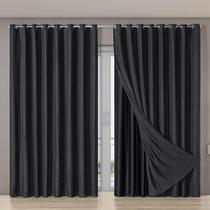 Cortina Tecido Blecaute Voil Gaze de Linho 5,6 x 2,7 Preto