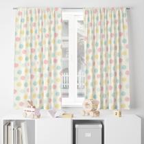 Cortina Tecido Oxford Decorativa Poá Grande Tons Pastéis - 120x70cm