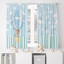 Cortina Tecido Oxford Decorativa Ursinho Baloeiro Azul 120x70cm Cortina Tecido Oxford Decorativa Ursinho Baloeiro Azul 120x70cm
